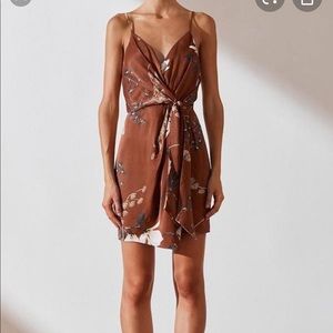 Shona Joy Brown St Lucia Tie floral Mini Dress
